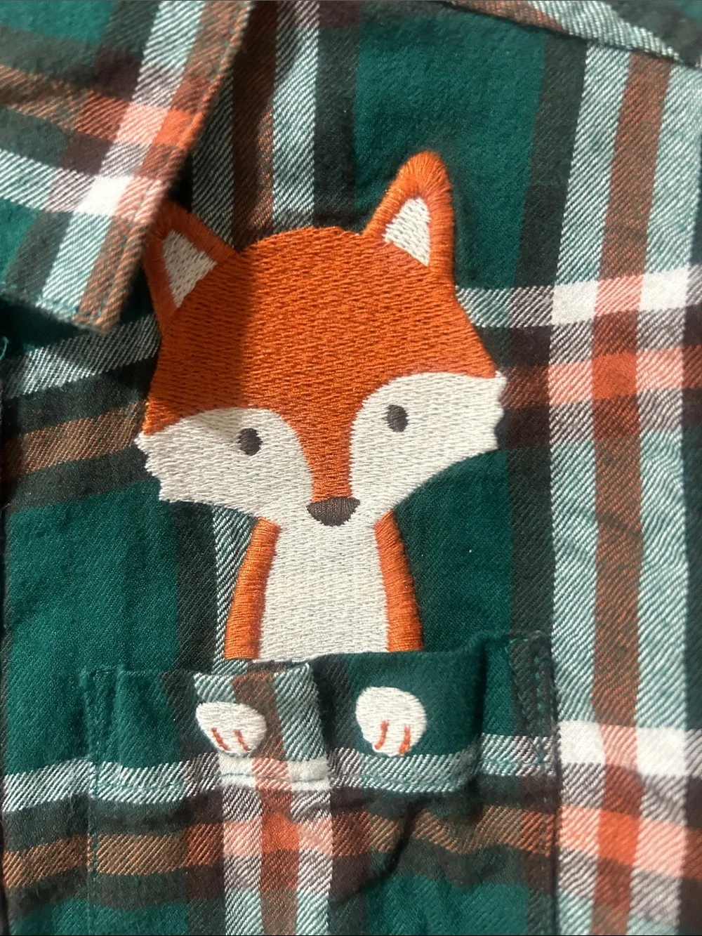 Gymboree Boys Plaid Embroidered Fox Flannel Fox Button-Up Shirt